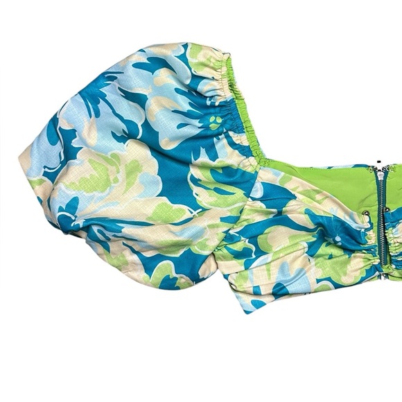 Free people Seven Wonders Floral Puff Sleeve Crop Top XS - Picture 2 of 5